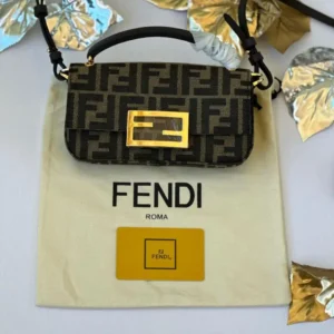 Design Baguette Mini Brown FF jacquard fabric bag - Dubai Fashion LUX