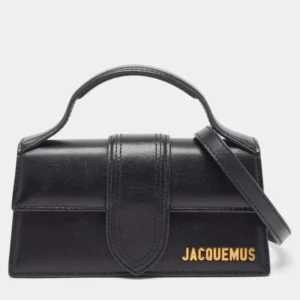 Design Black Leather Mini Le Bambino Top Handle Bag - Dubai Fashion LUX