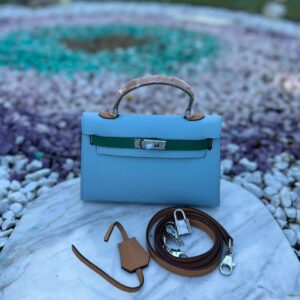 Design Epsom Mini Kelly Sellier 20 Celeste - Dubai Fashion LUX