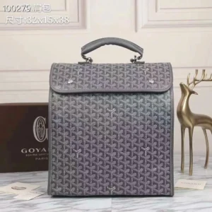 Design Grey Chevron Print Coated Canvas Saint-Leger Backpack Bag - Dubai Fashion LUX