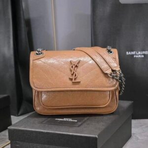Design Lambskin Matelasse Monogram Medium Niki Chain Satchel Dark Beige - Dubai Fashion LUX