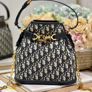 Design Oblique Calfskin C'est Cannage Bucket Bag Blue - Dubai Fashion LUX