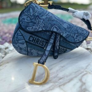 Design SADDLE BAG Denim Blue Albero della Vita Embroidery - Dubai Fashion LUX