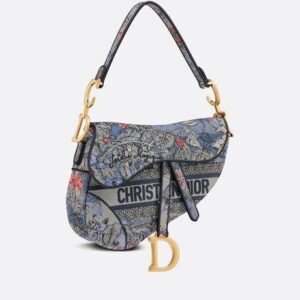 Design Saddle Bag Denim Multicolor Jardin Magique Embroidery - Dubai Fashion LUX
