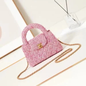 Design Small Kelly Shopper Black, White & Silver Sequin Tweed Brushed Gold Hardware - Dubai Fashion LUX