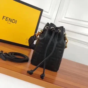 Design Vitello Liberty Embossed Mini Mon Tresor Bucket Bag Black - Dubai Fashion LUX