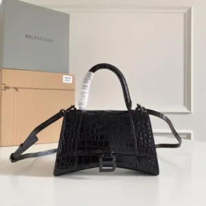 Balenciaga Hourglass Bag Crocodile Leather Black - Luxury Master Copy Dubai