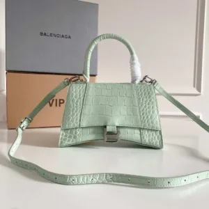 Balenciaga Hourglass Bag Crocodile Leather Light Green - Luxury Master Copy Dubai