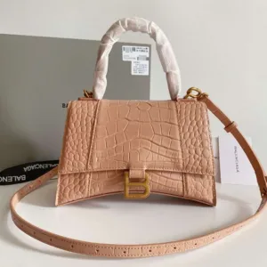 Balenciaga Hourglass Bag Crocodile Leather Light Pink - Luxury Master Copy Dubai