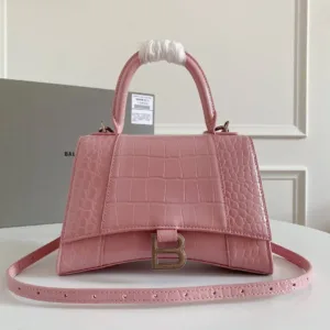 Balenciaga Hourglass bag Pink crocodile-embossed leather - Luxury Master Copy Dubai