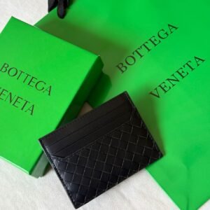Bottega Veneta Black Intrecciato Piccolo Card Case - Dubai Luxury Items