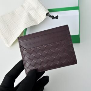 Bottega Veneta Dark Barolo Intrecciato Piccolo Card Case - Dubai Luxury Items