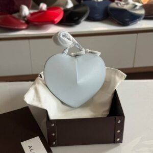 Buy Alaia Le Coeur Bag Light Blue Suede Calfskin Leather