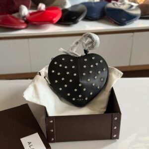 Buy Alaia Le Coeur Black Calfskin Studded Shoulder Bag