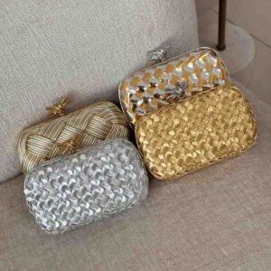 Buy Bottega Veneta Knot Clutch Minaudiere Metallic Leather |Bags Dubai - Luxury Master Copy Dubai