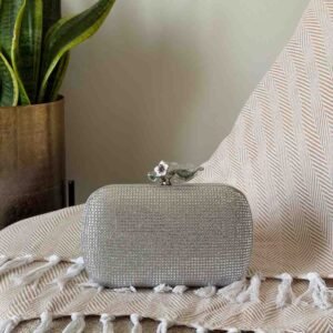Buy Bottega Veneta Knot Clutch Silver All-over Crystal