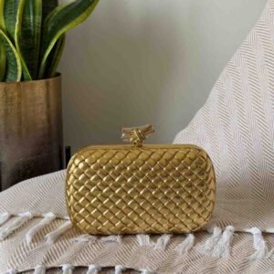 Buy Bottega Veneta Knot Minaudiere Clutch Gold