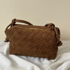 Buy Bottega Veneta Loop Camera Mini Brown Suede Intrecciato