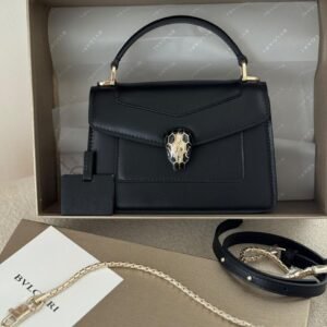 Buy Bvlgari Serpenti Forever Black Leather Top Handle Bag