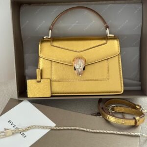 Buy Bvlgari Serpenti Forever Gold Striated Calf Leather Bag