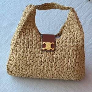 Buy Celine Cabas Triangle Bag Natural Raffia and Tan | Dubai Luxury Items