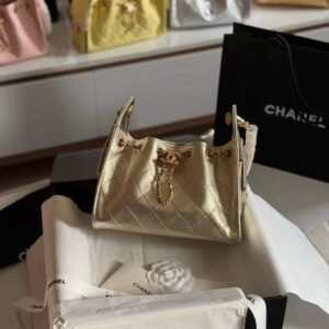 Buy Chanel 25 Mini Calfskin Quilted Metallic Light Gold