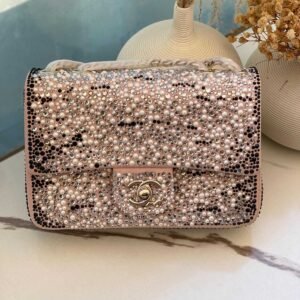 Buy Chanel Blush Black Pink Crystal & Pearl Studded Flap Bag