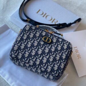 Buy Dior 30 Montaigne Box Bag Top Handle Blue Oblique | Dubai Luxury Items
