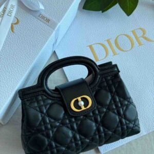 Buy Dior Black Cannage Lambskin Jolie Top Handle Mini Bag