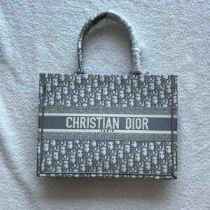 Buy Dior Book Tote Medium Ecru and Grey Oblique | Dubai Luxury Items
