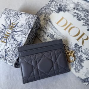 Buy Dior Lady Dior Card Holder Freesia Black Lambskin | Dubai Luxury Items