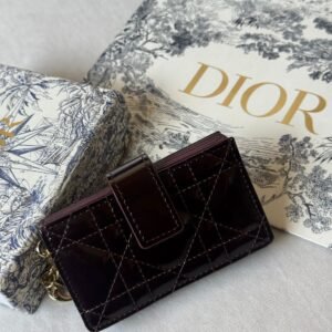 Buy Dior Lady Dior Card Holder Jasmine Deep Burgundy | Dubai Luxury Items