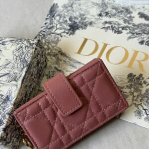 Buy Dior Lady Dior Card Holder Jasmine Strawberry Lambskin | Dubai Luxury Items
