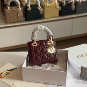 Buy Dior Lady Dior Mini Burgundy Cannage Bag | Dubai Luxury Items
