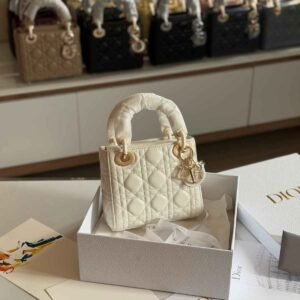 Buy Dior Lady Dior Mini Cream Lambskin Bag | Dubai Luxury Items