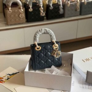Buy Dior Lady Dior Mini Navy Blue Lambskin Bag | Dubai Luxury Items