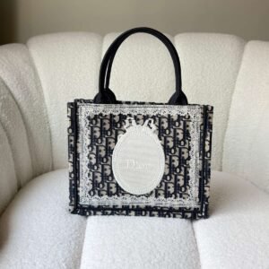 Buy Dior Small Book Tote Blue Oblique With White Medaillon