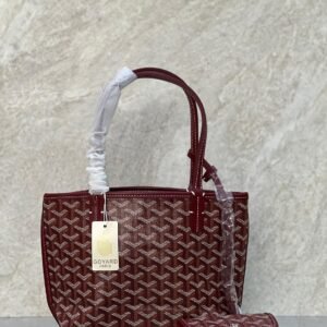 Buy Goyard Anjou Mini Tote Bag Burgundy Goyardine Canvas
