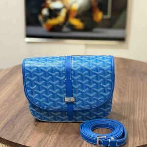 Buy Goyard Belvedere PM Messenger Bag Blue Goyardine Canvas
