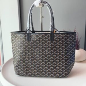 Buy Goyard Saint Louis PM Tote Black Chevron Coated Canvas