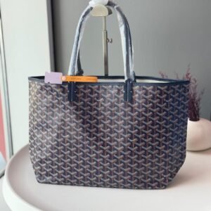 Buy Goyard Saint Louis PM Tote Navy Blue Chevron Canvas Bag