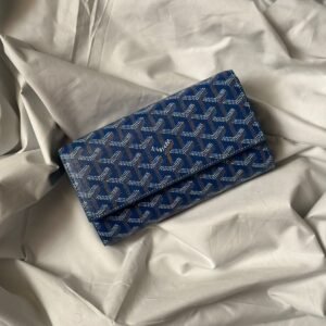 Buy Goyard Wallet Varenne Continental Blue Goyardine Canvas