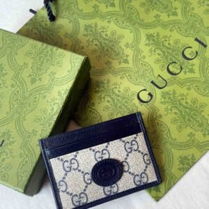 Buy Gucci Card Holder Beige Blue GG Logo Patch Supreme