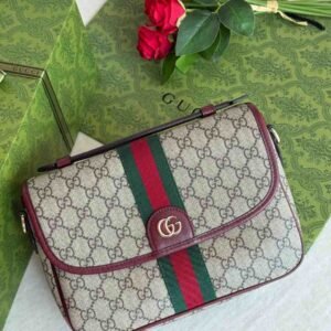 Buy Gucci Ophidia Top Handle Bag Beige Burgundy GG Fabric