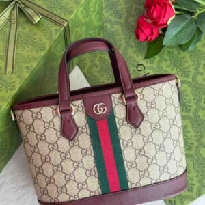 Buy Gucci Ophidia Tote Small Beige and Burgundy GG Fabric