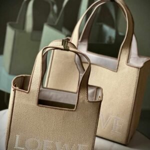 Buy Loewe White LOEWE Font Naturel Textured Canvas Tote Bag