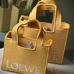 Buy Loewe x Paula's Ibiza LOEWE Font Yellow Raffia Tote Bag