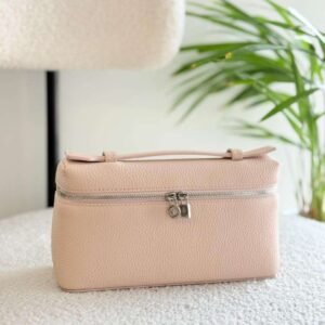 Buy Luxury Loro Piana Pink Beige Premium Leather Bags