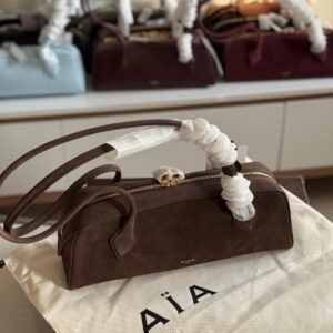 Buy Premium Alaia Le Teckel Suede Dark Brown Medium Bag
