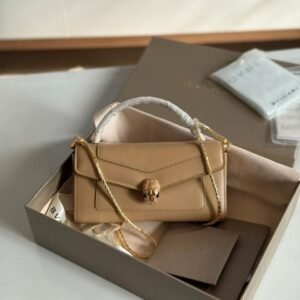 Bvlgari Beige Calf Leather Serpenti Forever Crossbody Phone Case